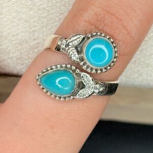 Sterling Silver Kingman Turquoise Adjustable Ring ✨